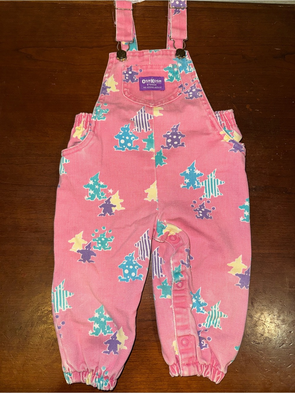 Vintage Oshkosh Pink Girl Clown Overalls 24m